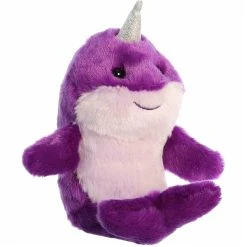 Little Neville The Stuffed Purple Narwhal Mini Flopsie By Aurora