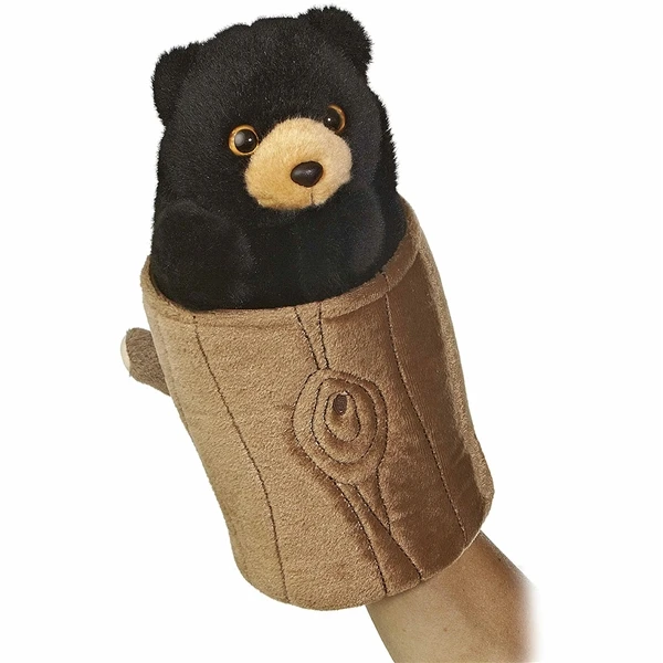 Pop Up Plush Black Bear Puppet By Aurora 2 Pop Up Plush Black Bear Puppet By Aurora - Image 2