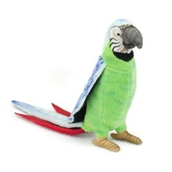 Handcrafted 7 Inch Lifelike Green Parrot Stuffed Animal By Hansa